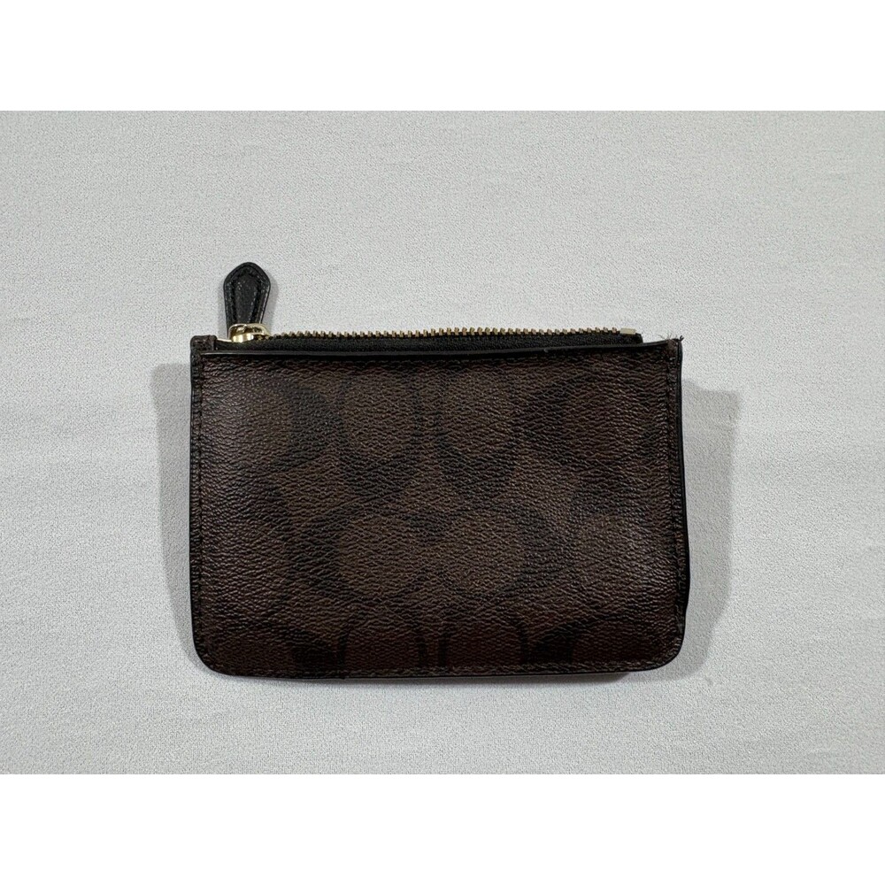 Coach Y2K VTG ID Skinny Wristlet Signature Brown Black Grain Leather Wallet - Picture 3 of 9